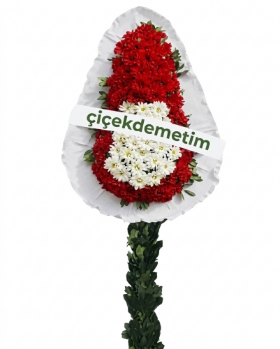 Kırmızı Beyaz Klasik Ayaklı Çelenk